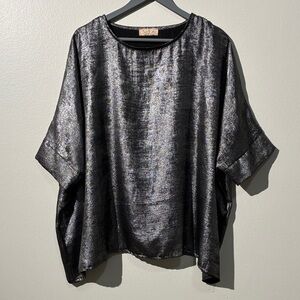 Chic Black Metallic Women's Blouse